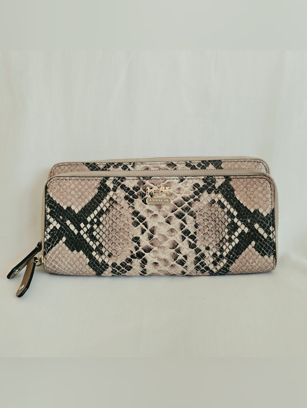 Authentic Coach Zip-Around Accordion Wallet in Embossed Python Leather
